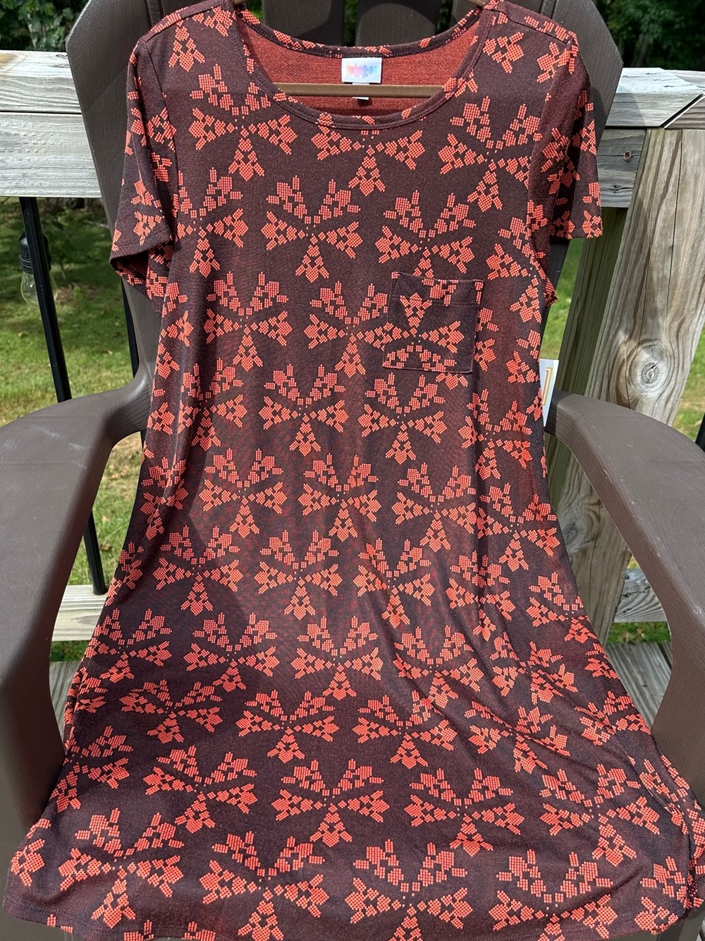 LuLaRoe Carly Dress with Rust Floral Motif